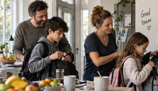 Ouders regelen samen de gezinsplanning aan de keukentafel
